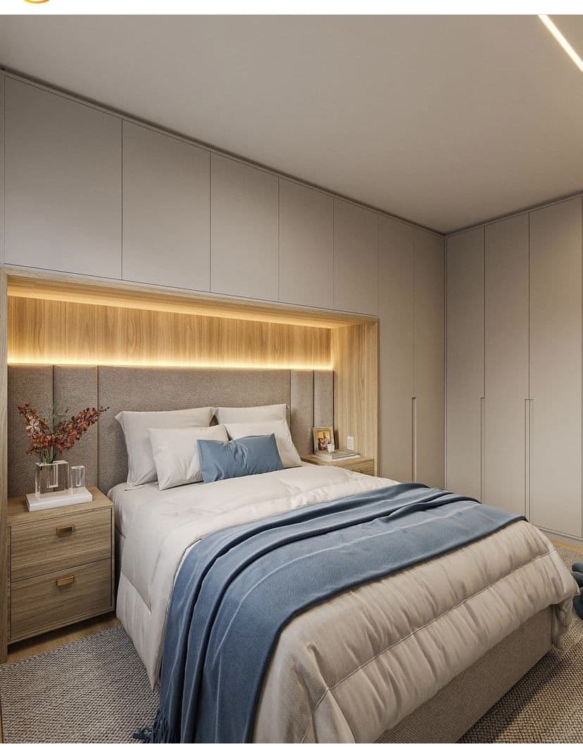 Dormitório Casal Luxo com Guarda-roupa Full-Wall Bege — Prime Line Ambientes Planejados, Belo Horizonte